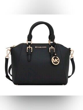 Michael Kors Ciara Large Satchel black Saffiano leather with gold-tone hardware